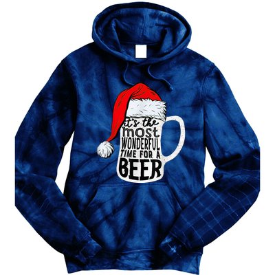 It's The Most Wonderful Time For A Beer Santa Hat Christmas Tie Dye Hoodie