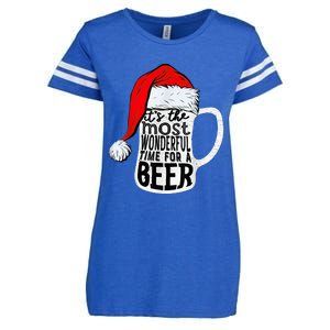 It's The Most Wonderful Time For A Beer Santa Hat Christmas Enza Ladies Jersey Football T-Shirt