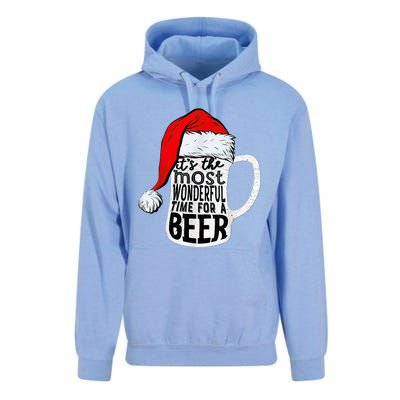 It's The Most Wonderful Time For A Beer Santa Hat Christmas Unisex Surf Hoodie