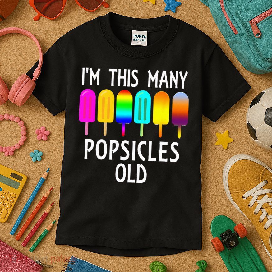Im This Many Popsicles Old Funny 6th Birthday Popsicle Kids T-Shirt