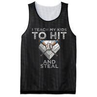 I Teach My To Hit And Steal Father Coach Baseball Dad Mesh Reversible Basketball Jersey Tank