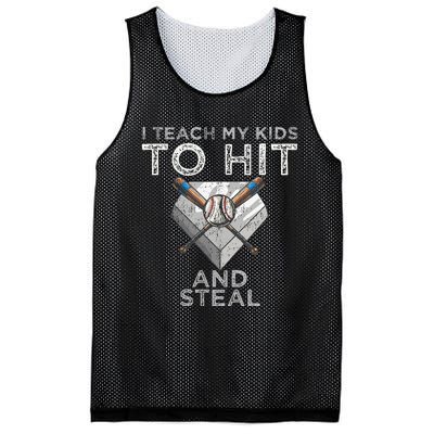 I Teach My To Hit And Steal Father Coach Baseball Dad Mesh Reversible Basketball Jersey Tank