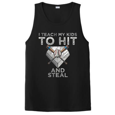 I Teach My To Hit And Steal Father Coach Baseball Dad PosiCharge Competitor Tank