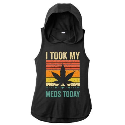 I Took My Meds Today Funny Medical Marijuana Cannabis Weed Ladies PosiCharge Tri-Blend Wicking Draft Hoodie Tank