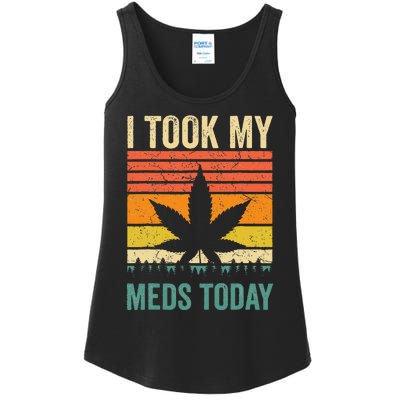 I Took My Meds Today Funny Medical Marijuana Cannabis Weed Ladies Essential Tank