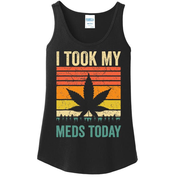 I Took My Meds Today Funny Medical Marijuana Cannabis Weed Ladies Essential Tank