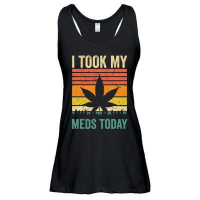 I Took My Meds Today Funny Medical Marijuana Cannabis Weed Ladies Essential Flowy Tank