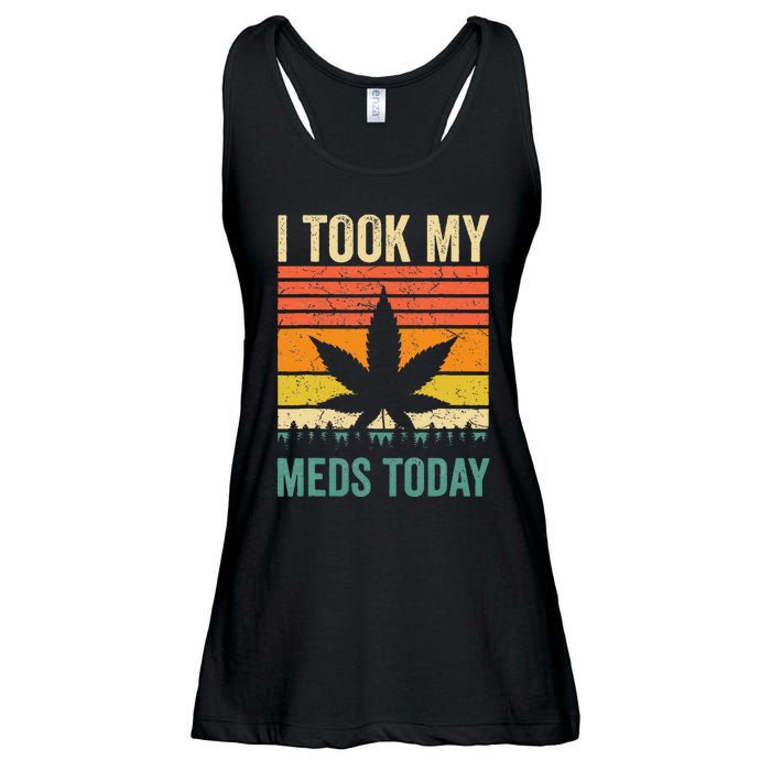 I Took My Meds Today Funny Medical Marijuana Cannabis Weed Ladies Essential Flowy Tank