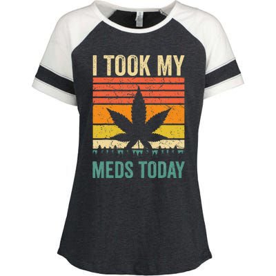 I Took My Meds Today Funny Medical Marijuana Cannabis Weed Enza Ladies Jersey Colorblock Tee