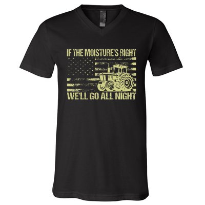 If The MoistureS Right WeLl Go All Night Vintage Usa Flag V-Neck T-Shirt