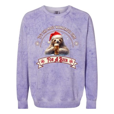 Its The Most Wonderful Time For A Beer Sloth Funny Chirstmas  Colorblast Crewneck Sweatshirt