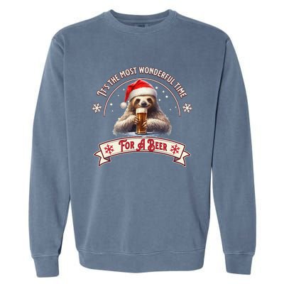 Its The Most Wonderful Time For A Beer Sloth Funny Chirstmas  Garment-Dyed Sweatshirt