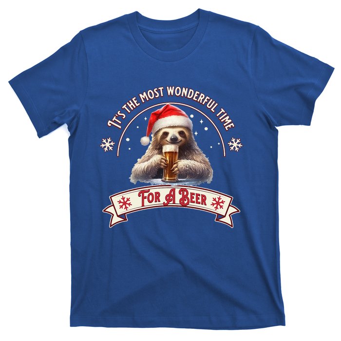 Its The Most Wonderful Time For A Beer Sloth Funny Chirstmas  T-Shirt