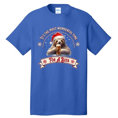 Its The Most Wonderful Time For A Beer Sloth Funny Chirstmas  Tall T-Shirt