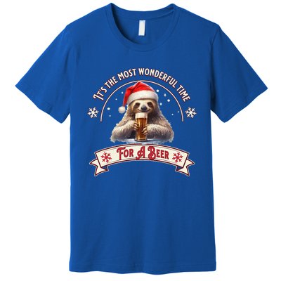 Its The Most Wonderful Time For A Beer Sloth Funny Chirstmas  Premium T-Shirt