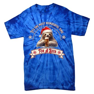 Its The Most Wonderful Time For A Beer Sloth Funny Chirstmas  Tie-Dye T-Shirt