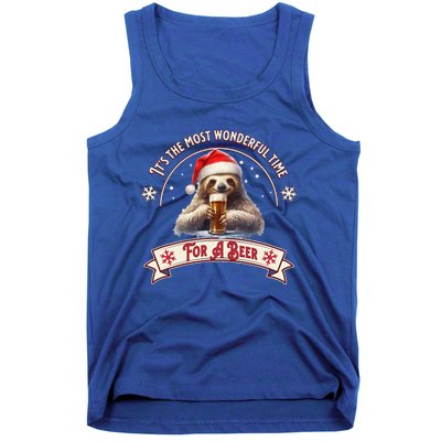 Its The Most Wonderful Time For A Beer Sloth Funny Chirstmas  Tank Top