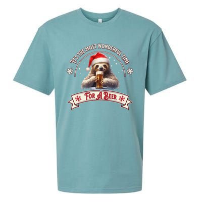 Its The Most Wonderful Time For A Beer Sloth Funny Chirstmas  Sueded Cloud Jersey T-Shirt