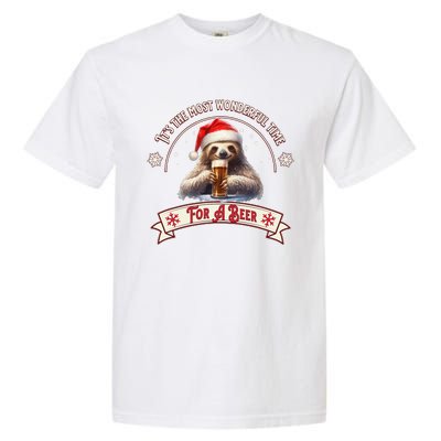 Its The Most Wonderful Time For A Beer Sloth Funny Chirstmas  Garment-Dyed Heavyweight T-Shirt