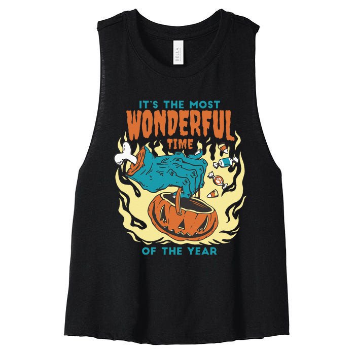 Its The Most Wonderful Time Of The Year Funny Halloween Women's Racerback Cropped Tank