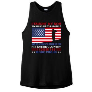 I Taught My Son How To Stand Up Proud Military Mom And Dad Ladies PosiCharge Tri-Blend Wicking Tank