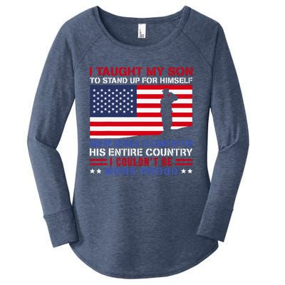 I Taught My Son How To Stand Up Proud Military Mom And Dad Women's Perfect Tri Tunic Long Sleeve Shirt