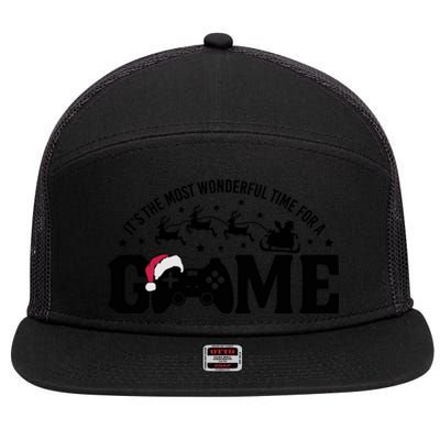 It’S The Most Wonderful Time For A Game Christmas 7 Panel Mesh Trucker Snapback Hat