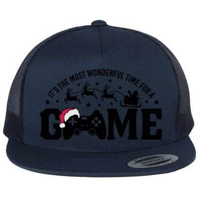 It’S The Most Wonderful Time For A Game Christmas Flat Bill Trucker Hat