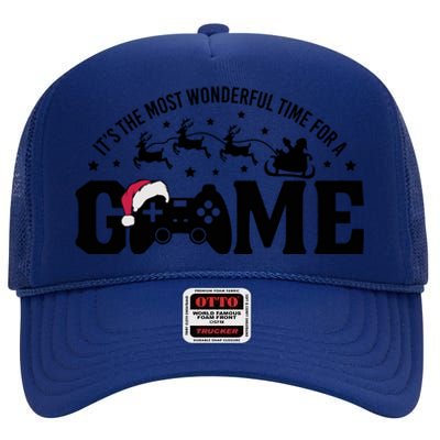 It’S The Most Wonderful Time For A Game Christmas High Crown Mesh Back Trucker Hat