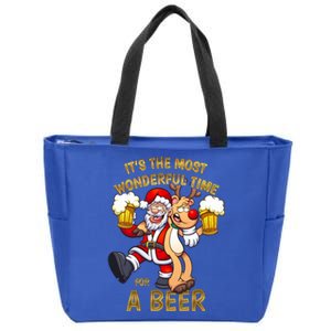 ItS The Most Wonderful Time For A Beer Funny Christmas Meaningful Gift Zip Tote Bag