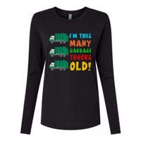 Im This Many Garbage Trucks Old 3 Year Old Womens Cotton Relaxed Long Sleeve T-Shirt