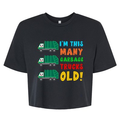 Im This Many Garbage Trucks Old 3 Year Old Bella+Canvas Jersey Crop Tee