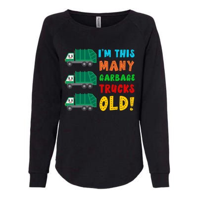 Im This Many Garbage Trucks Old 3 Year Old Womens California Wash Sweatshirt