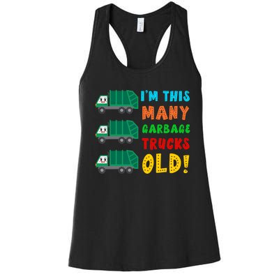 Im This Many Garbage Trucks Old 3 Year Old Women's Racerback Tank