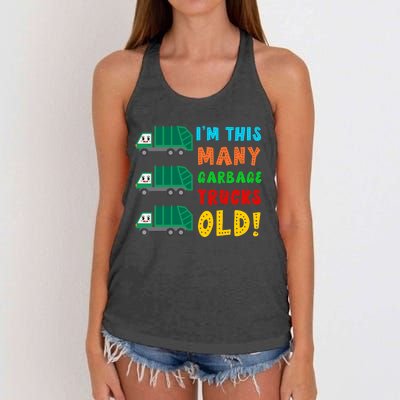 Im This Many Garbage Trucks Old 3 Year Old Women's Knotted Racerback Tank