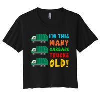 Im This Many Garbage Trucks Old 3 Year Old Women's Crop Top Tee