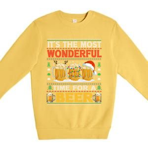 ItS The Most Wonderful Time For A Beer Funny Ugly Christmas Gift Premium Crewneck Sweatshirt