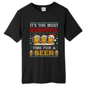 ItS The Most Wonderful Time For A Beer Funny Ugly Christmas Gift Tall Fusion ChromaSoft Performance T-Shirt