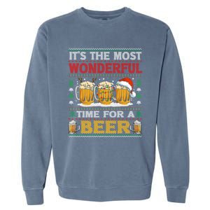 ItS The Most Wonderful Time For A Beer Funny Ugly Christmas Gift Garment-Dyed Sweatshirt