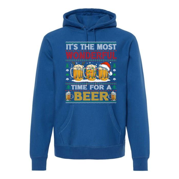 ItS The Most Wonderful Time For A Beer Funny Ugly Christmas Gift Premium Hoodie