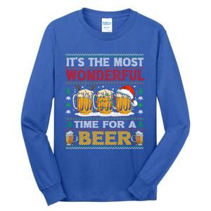 ItS The Most Wonderful Time For A Beer Funny Ugly Christmas Gift Tall Long Sleeve T-Shirt