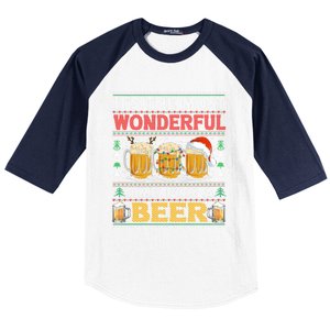 ItS The Most Wonderful Time For A Beer Funny Ugly Christmas Gift Baseball Sleeve Shirt