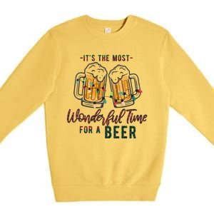 Its The Most Wonderful Time For A Beer Santa Hat Christmas Premium Crewneck Sweatshirt