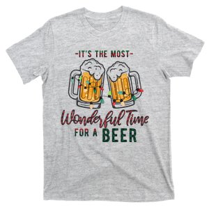 Its The Most Wonderful Time For A Beer Santa Hat Christmas T-Shirt