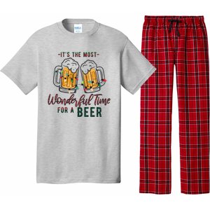 Its The Most Wonderful Time For A Beer Santa Hat Christmas Pajama Set