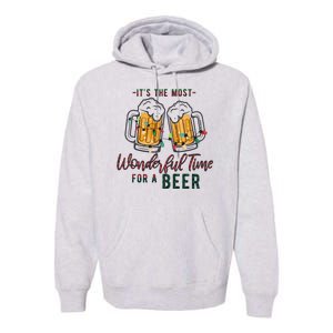 Its The Most Wonderful Time For A Beer Santa Hat Christmas Premium Hoodie