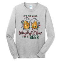 Its The Most Wonderful Time For A Beer Santa Hat Christmas Tall Long Sleeve T-Shirt