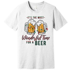 Its The Most Wonderful Time For A Beer Santa Hat Christmas Premium T-Shirt