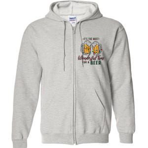 Its The Most Wonderful Time For A Beer Santa Hat Christmas Full Zip Hoodie