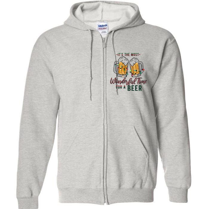 Its The Most Wonderful Time For A Beer Santa Hat Christmas Full Zip Hoodie